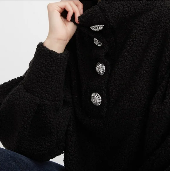 Express Black Cowl Neck Sweater with Textured Knit and Long Sleeves - Picture 3 of 14